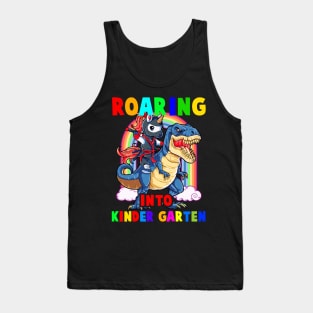 Ninja Unicorn Driving Dinosaur Roaring Into Kinder Garten Tank Top